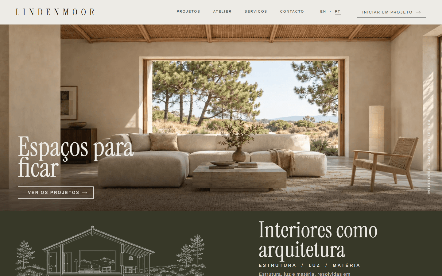 Primeira página do site Lindenmoor