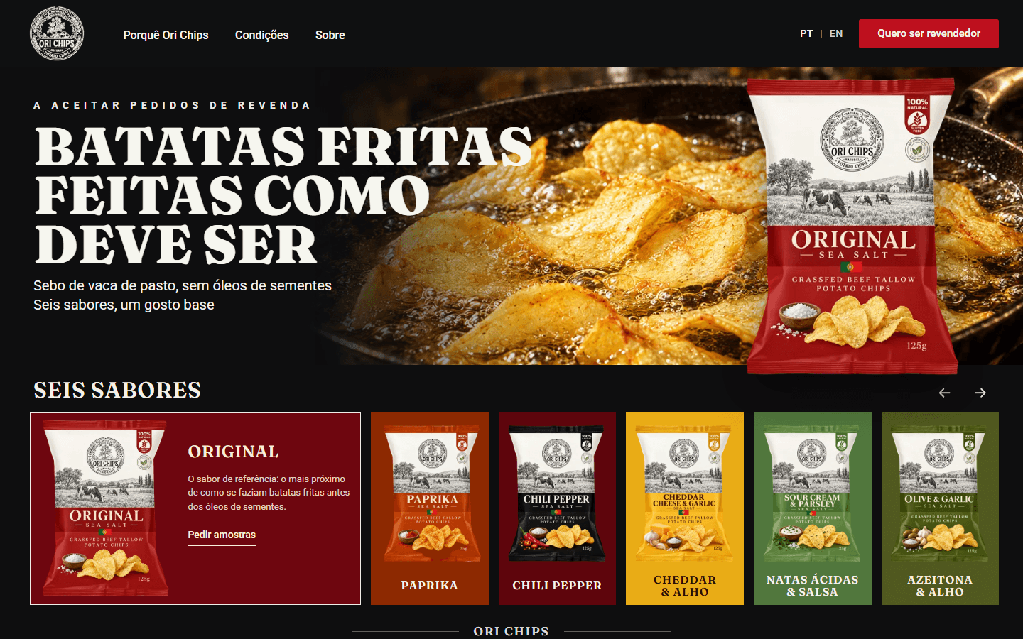 Primeira página do site Ori Chips